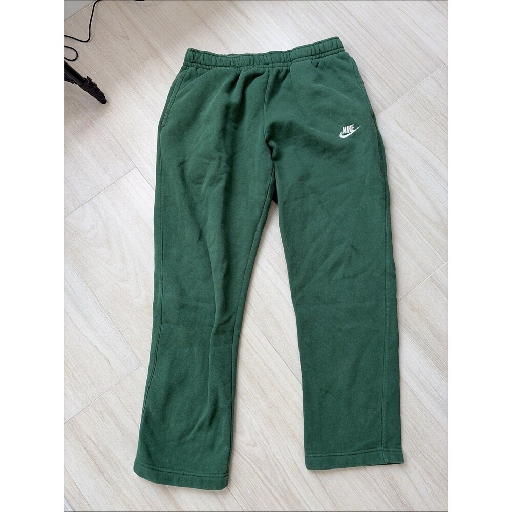NIKE Men's Green Standard Fit Sweat Tapered Leg Size L Open Bottom